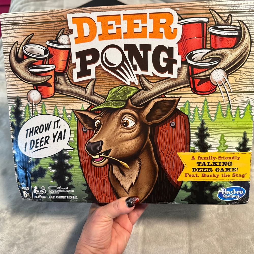 Deer Pong Family Friendly Talking Deer Game by Hasbro Gaming - Bucky the Stag
